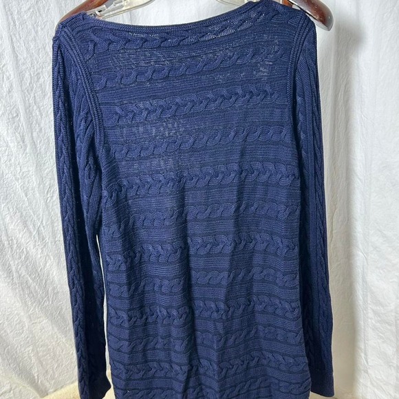 Lauren Ralph Lauren Womens Sz XL Cable Knit Sweater Navy Blue - Picture 2 of 3
